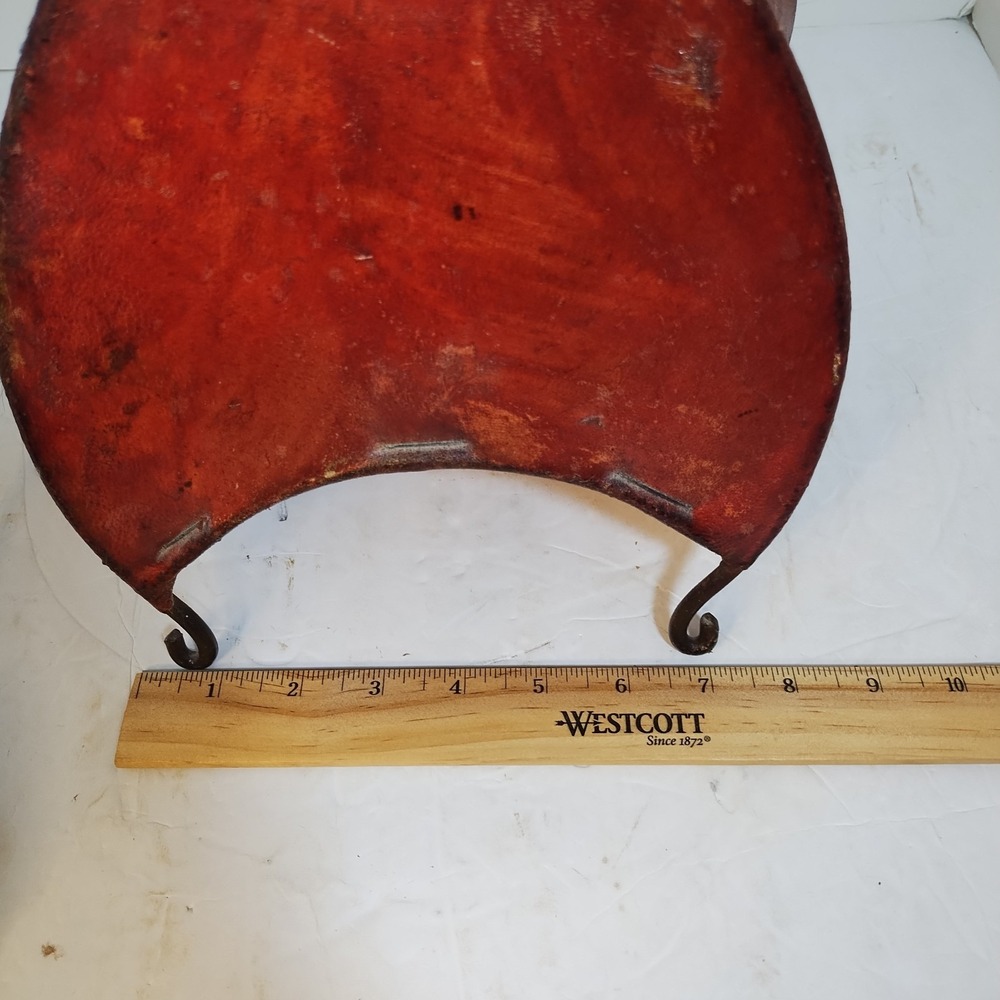 Vintage Pig Skin Table Lamp Iron Accent Light Spanish Red Leather Scroll Bedside - Picture 7 of 16